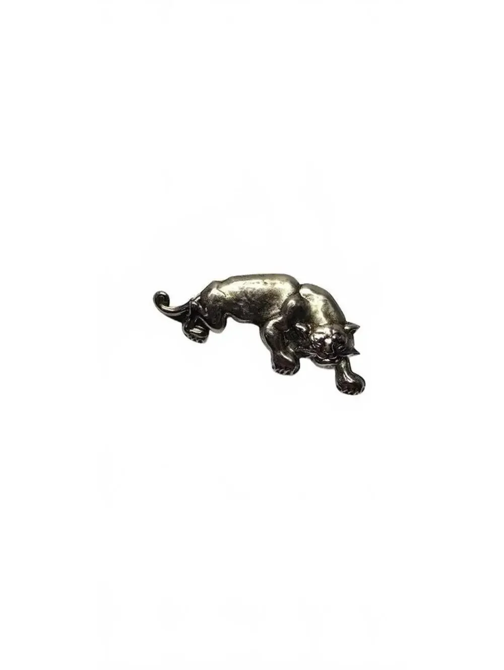 Vintage Silver Tone Panther Brooch Pin